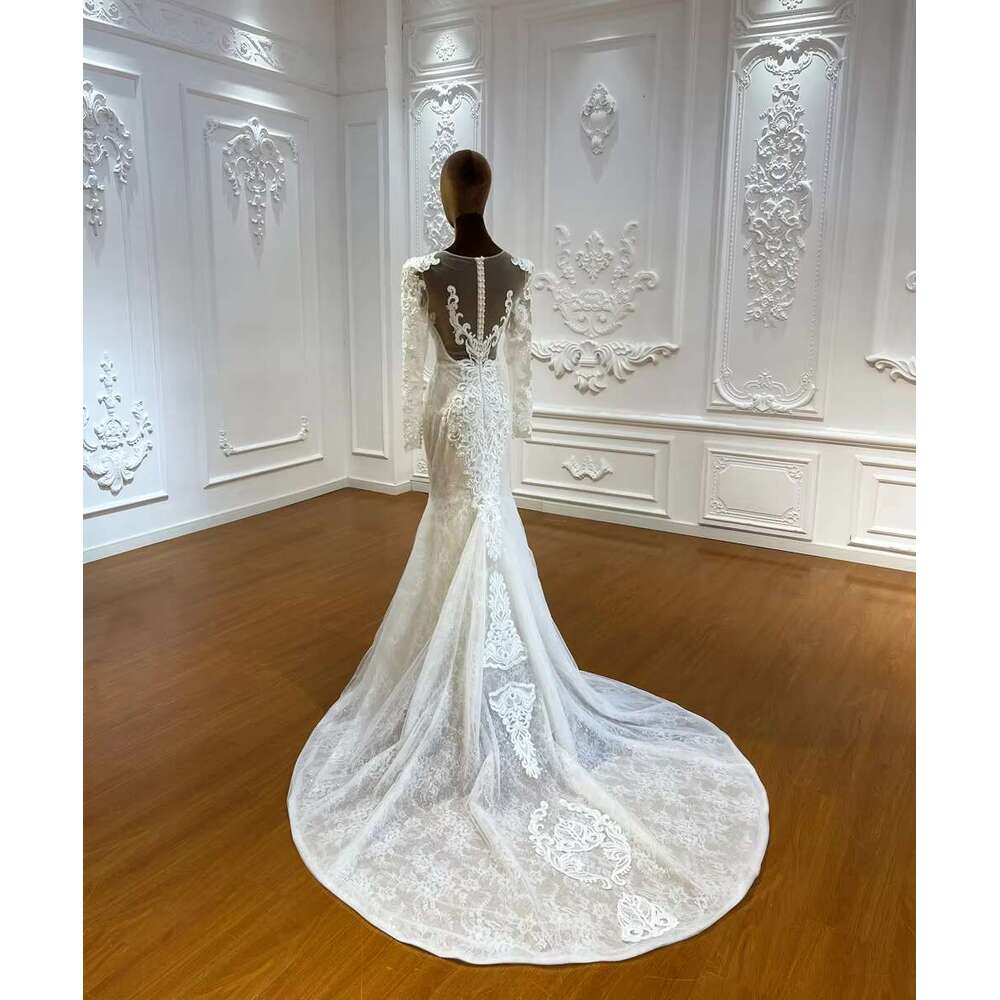 Customized M035 Hot Sale Long Sleeve Show The Fish Bones Mermaid Bridal Wedding Dress