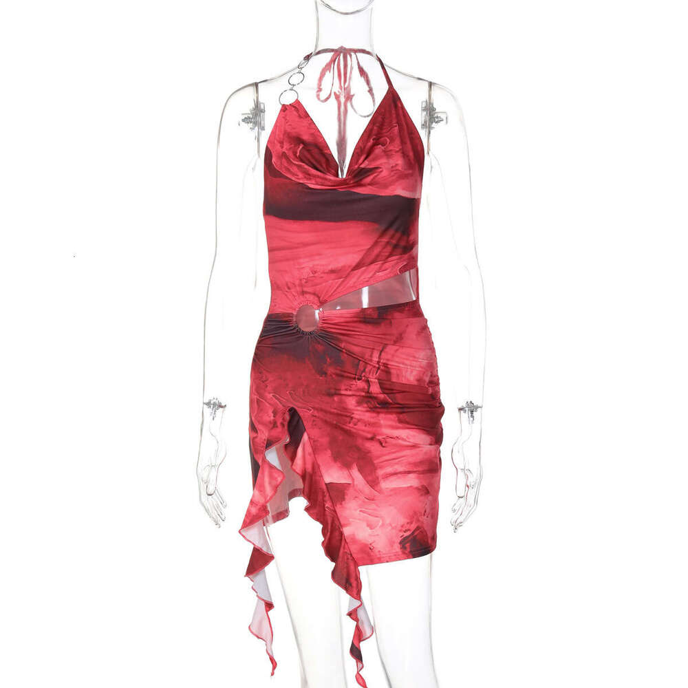 Women's summer product print sexy backless lace up dress wholesale 2025 new casual versatile fashion clothing