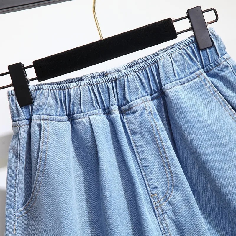 Womens Lounge Bermuda Shorts Plus Size Casual Summer Cotton Knee Length Shorts With Pockets Denim Shorts Jeans 3XL 4XL 5XL 250212