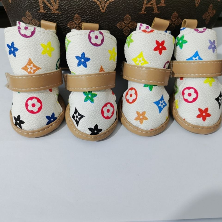 Dog Shoes for Small Dogs, Puppy Dog Boots Paw Protectors for Four Feasons, Summer Hot Pavement, Anti Slip Sole,Handmade Leather Dog Shoes, with Velcro