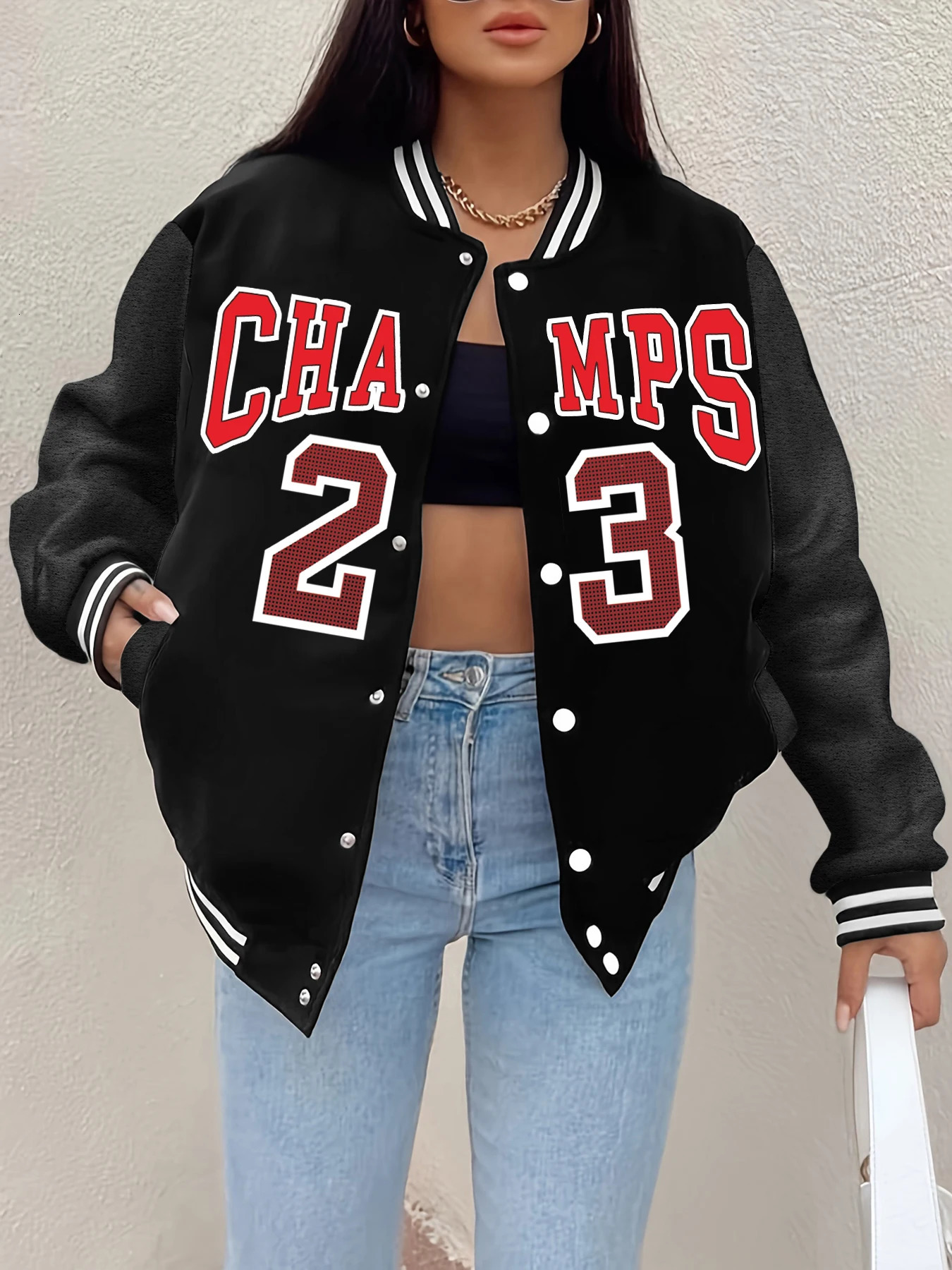 Champs 23 Letter Prints Jackets Women Winter Fleece Baseball Uniform Personality Street Casual Jacket Warm Soft Womans Clothing 250212