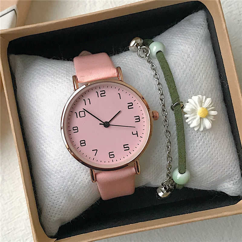 Green Watch Female Student Exam Artistic and Minimalist Temperament Junior High School Student Showcases White Forest Style Versatile Quartz Watch Fem