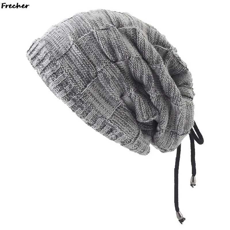 Warm Knit Hat Autumn Winter Bobble Hats Men Wen Bandana Drawstring Slouchy wrap Soft Beanies Cap Cfortable Sklies X250212