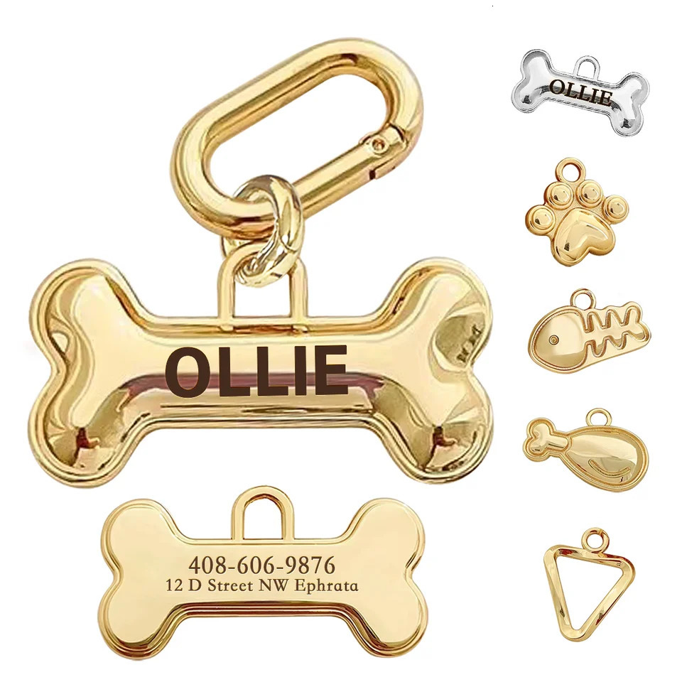 Memopaw Personalized Pet Dog Name Tag Copper Free Engraving Anti-lost Collars Tag for Dogs Cats Nameplate 250207