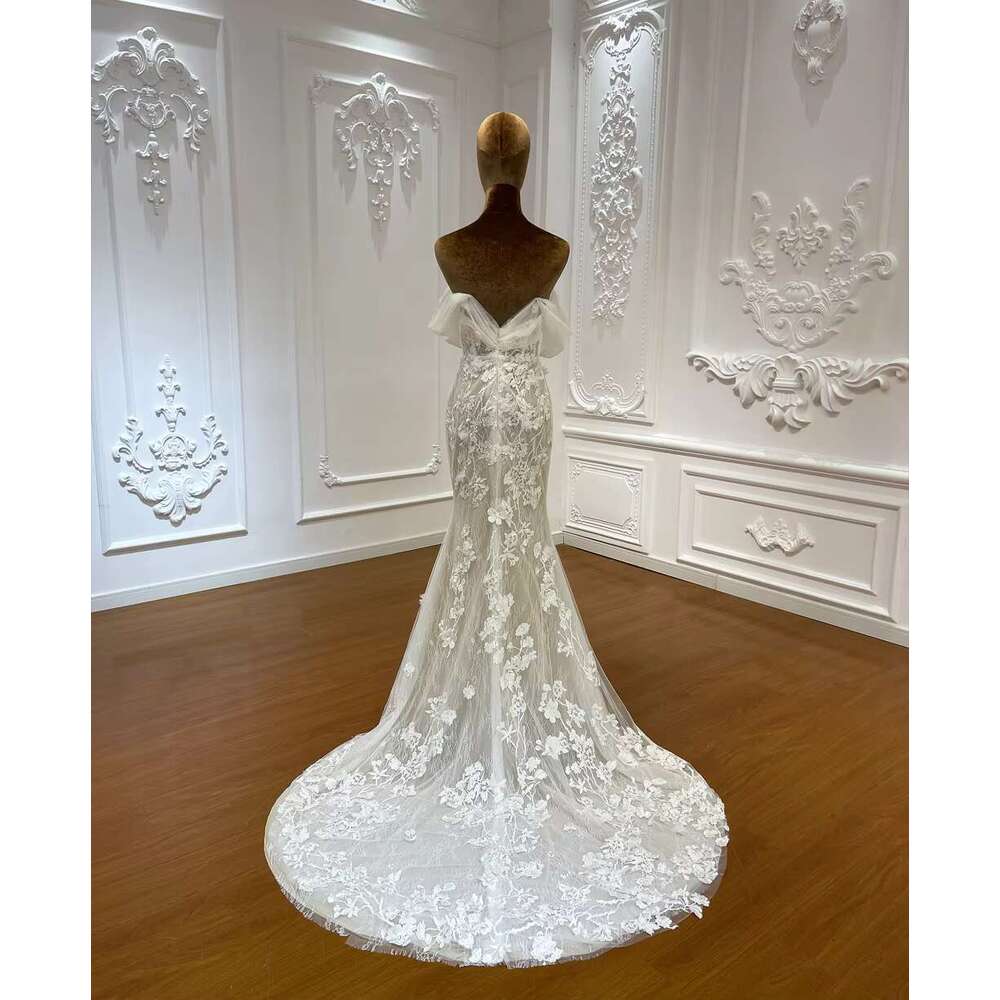 Customized M028 Off The Shoulder Applique Lace Beach Mermaid Wedding Dress