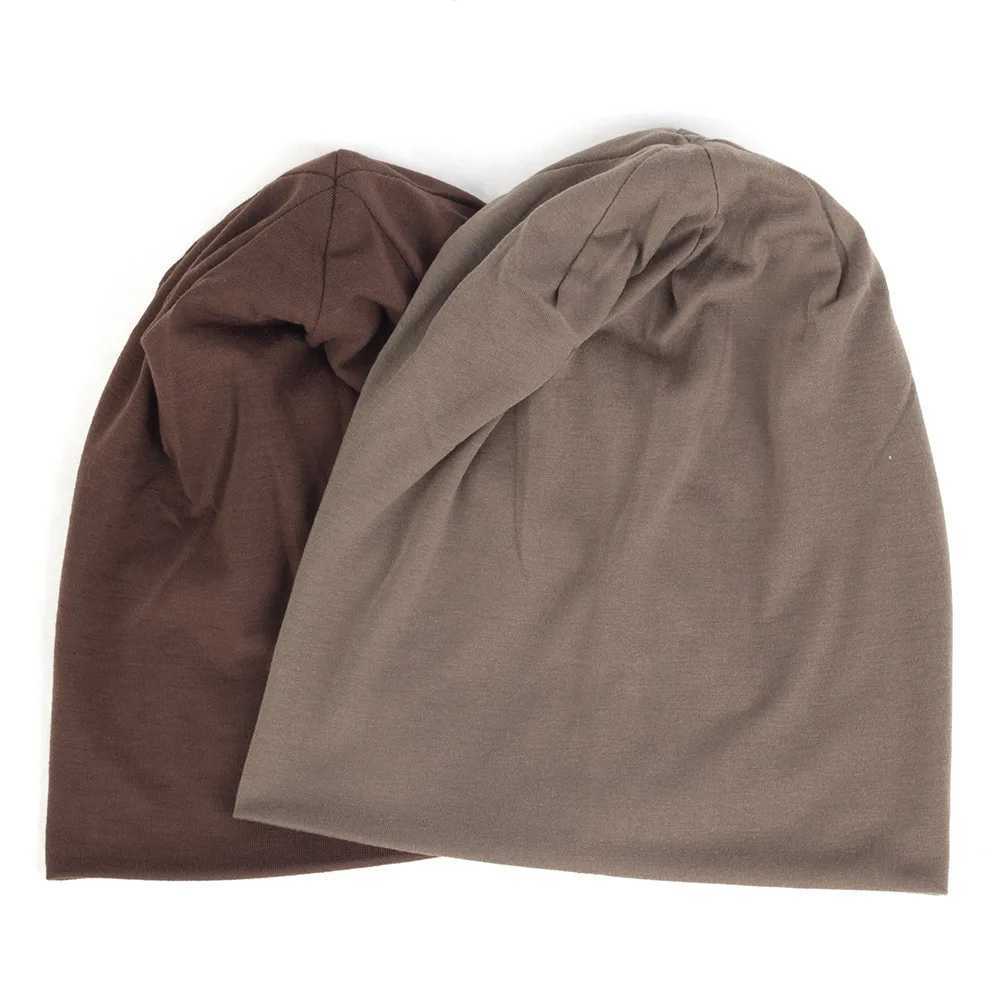 Spring Wen Men Unisex Solid Color Slouchy Beanie For Wen Fashion Man Caps Turban Sklies Beanies Five Hats Elastic X250212