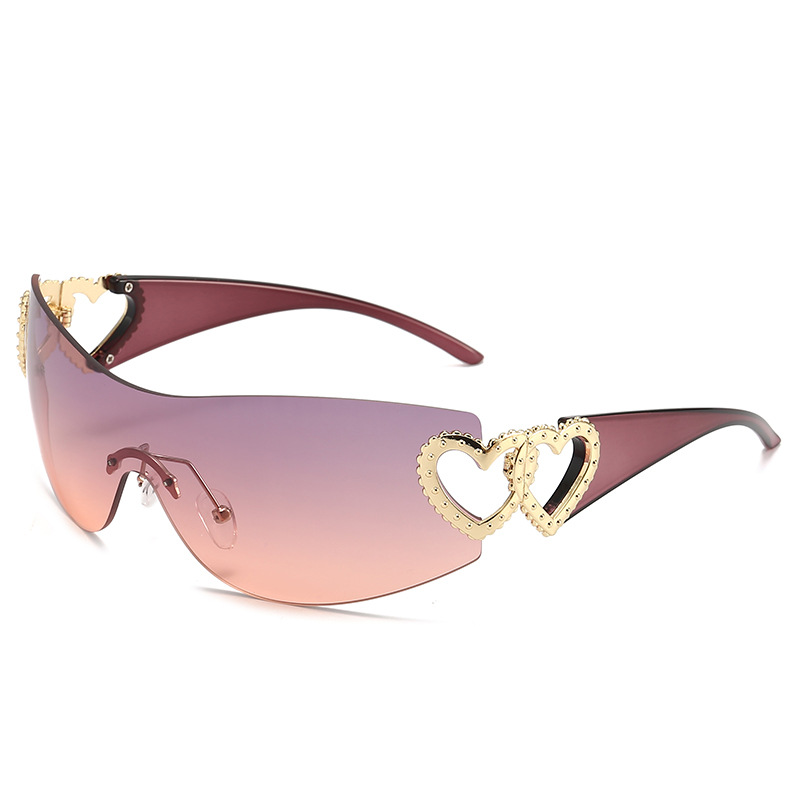 New love accessory one-piece sunglasses Y2K net red ins sunglasses European and American trend sunglasses 2025 Wholesale
