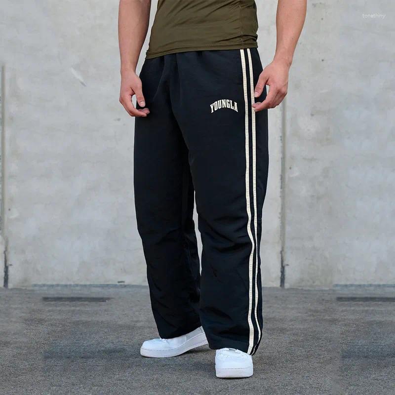 Mens Sweat Gym Joggers Mid Waist Casual Jogger Pants for Men with Splicing Strips Ya Fashion Wide Leg Pan Z260315