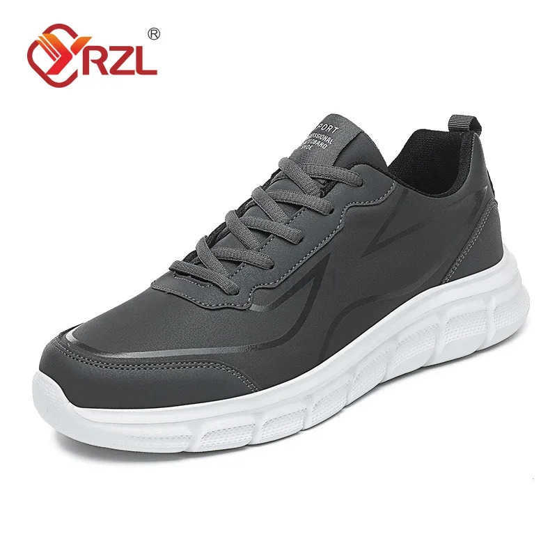 YRZL Black Running Shoes Leather Waterproof Athletic Sneakers Men Wear-resistant Men Walking Sport Shoes Cfortable Men Shoes Z250212