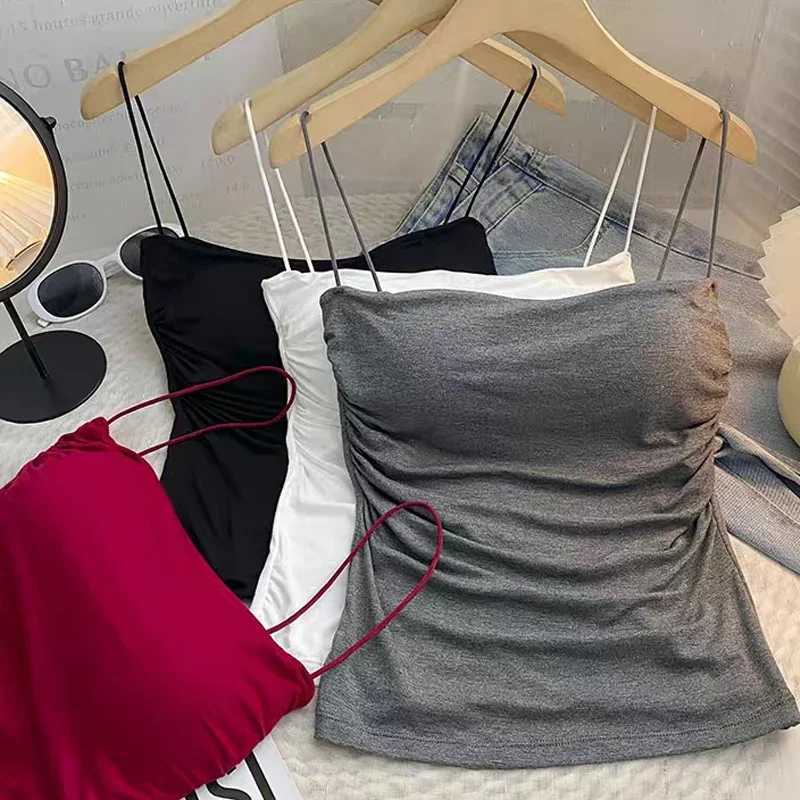 Sexy Sveless Tank Tops Women Casual Vest Crop Camisole Seamless Sports Underwear with Chest Pads Summer Fe Bra LingerieXJ250212