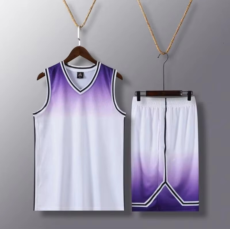 New Men's Set Breathable Basketball Jerseys Primary Game Team Short Sleeve Uniform Training Vest And Shorts