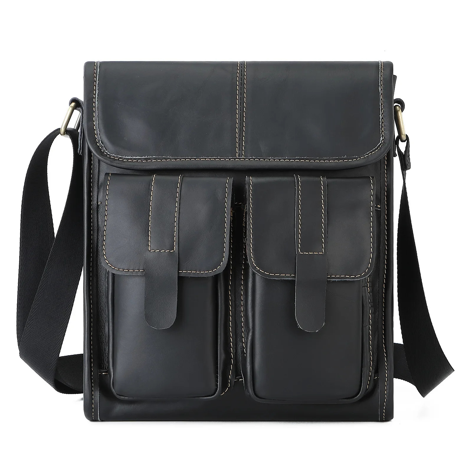 Cow Genuine Leather Males Crossbody Bag Casual Business Real Leather Mens Messenger Bag Vintage Men Zipper Shoulder Handbags 250207