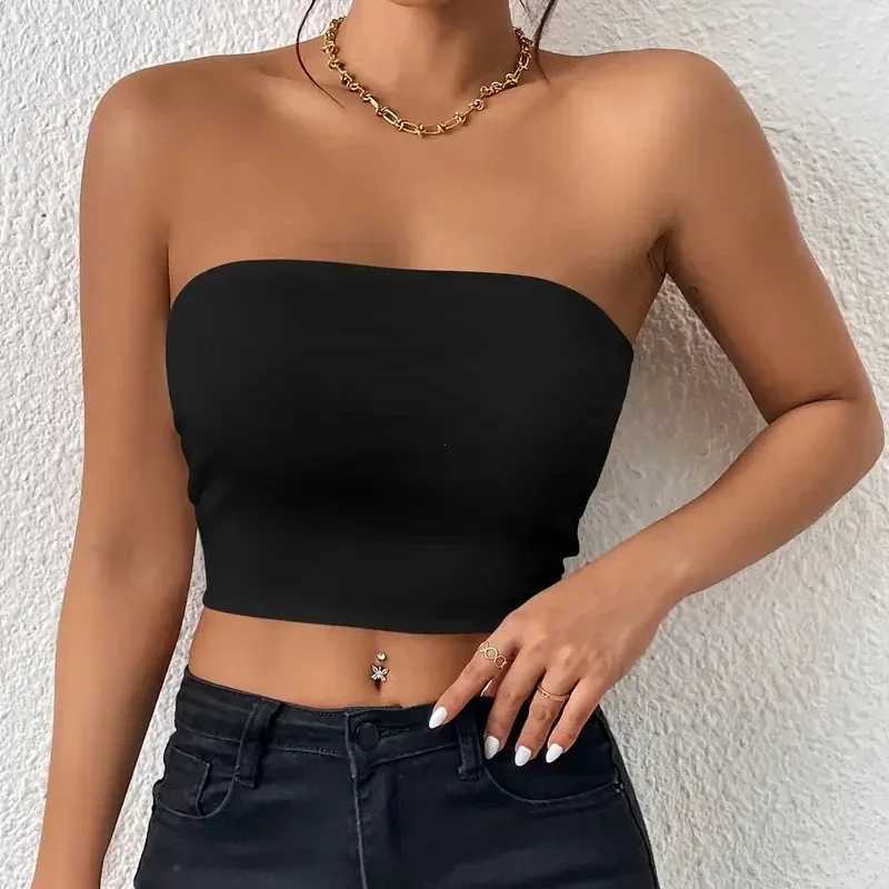 Sexy Bodycon Crop Tube Top Solid Stretchy Tube Top Casual Every Day Tops Womens ClothingXJ250212