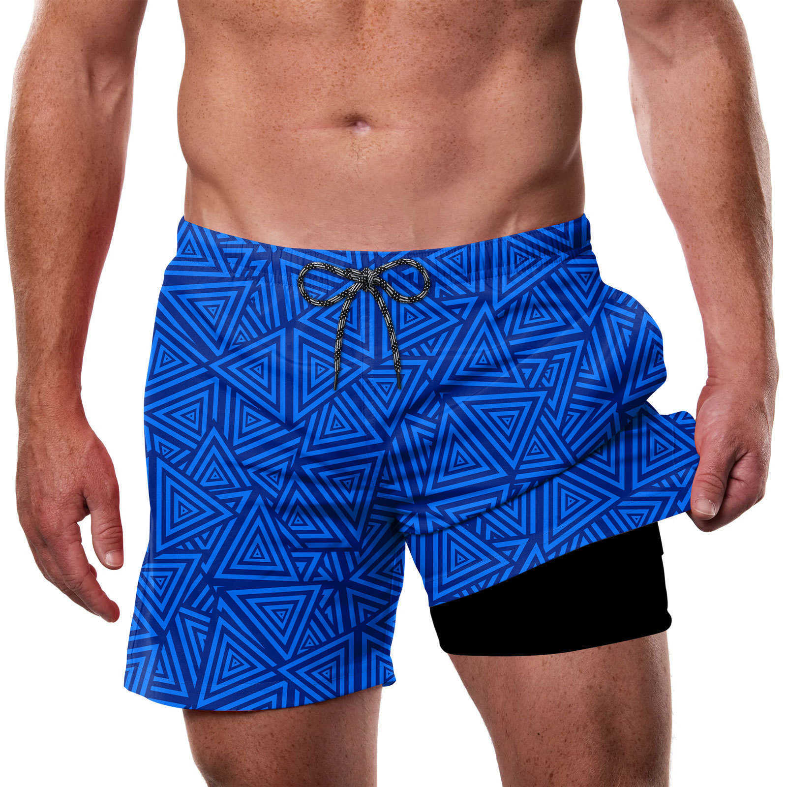 Sample special price 3D digital printing mens double-layer beach pants beach shorts W250212
