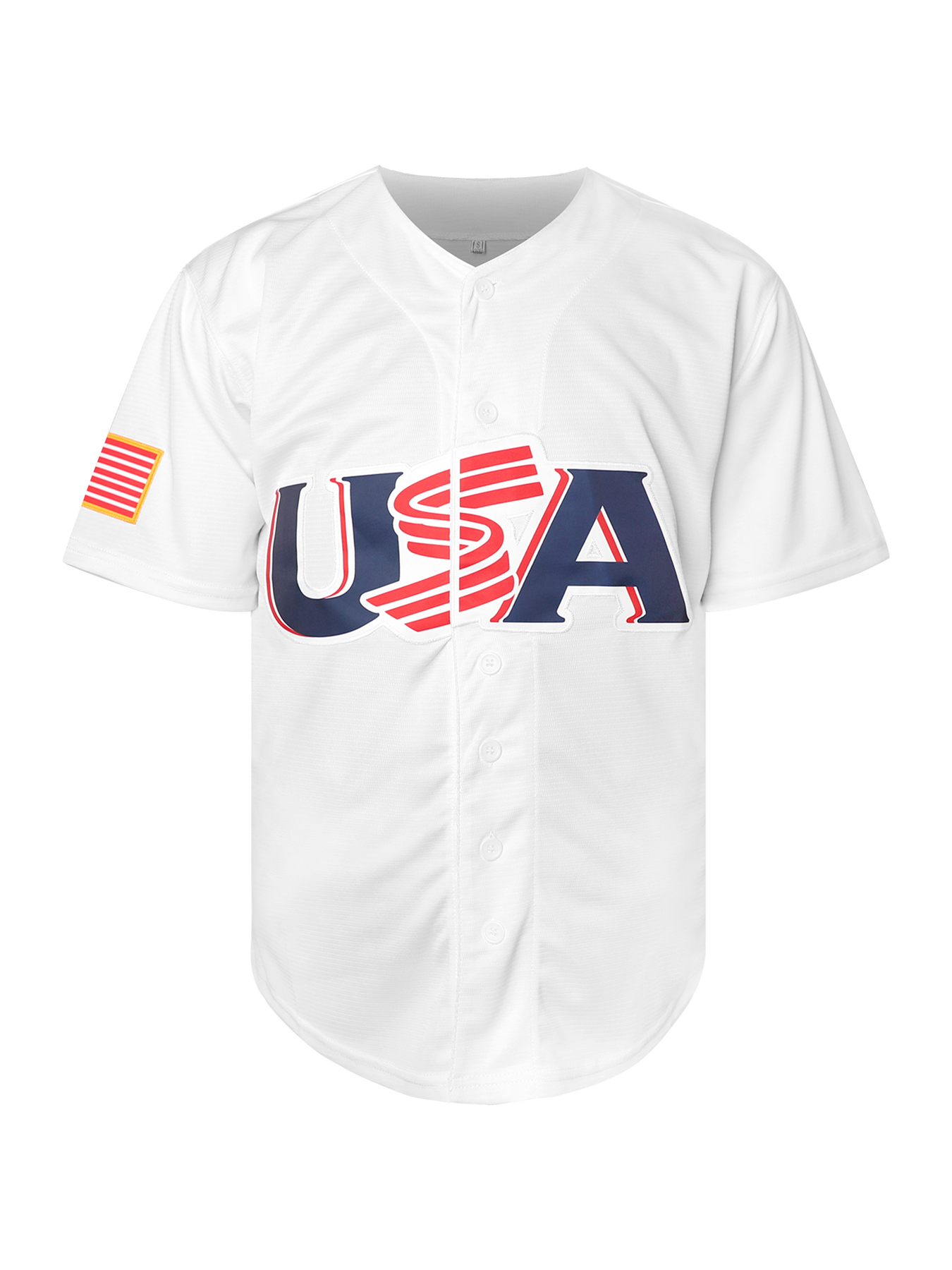 Custom White USA Baseball Jersey Breathable Striped Short Sleeve Shirt with Letter Embroidered Design for Training and Competition Blank No Name Men W