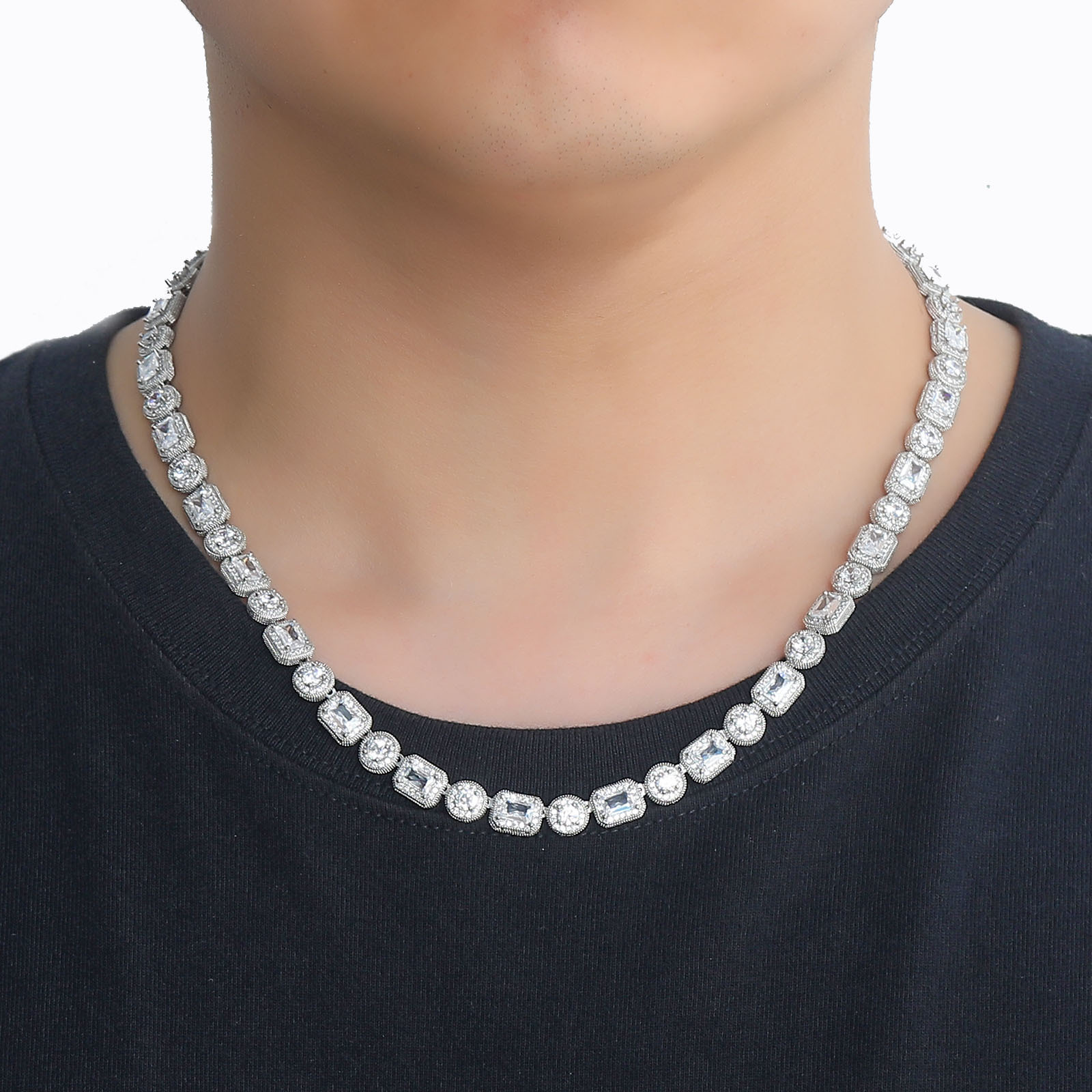 Hip Hop High Quality Suqare Zirocn Chain Cuban Chain Necklace Bracelet Jewelry Set Gold Plated for Men