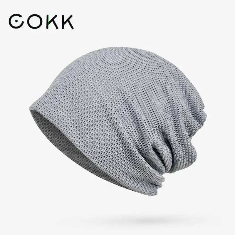 COKK Summer Beanie Hat Wen Men Unisex Solid Mesh Breathable Turban Hat wear Baggy Cap wrap Hariband Bonnet Femme Hat X250212