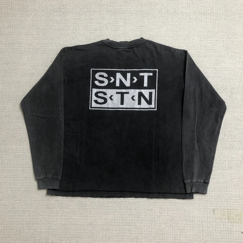 SAINT OF MICHAEL Quality Streetwear Vintage Long Sleeves Tee Casual Loose Oversize 100Cotton Tops T Shirt For Men Unisex 250113
