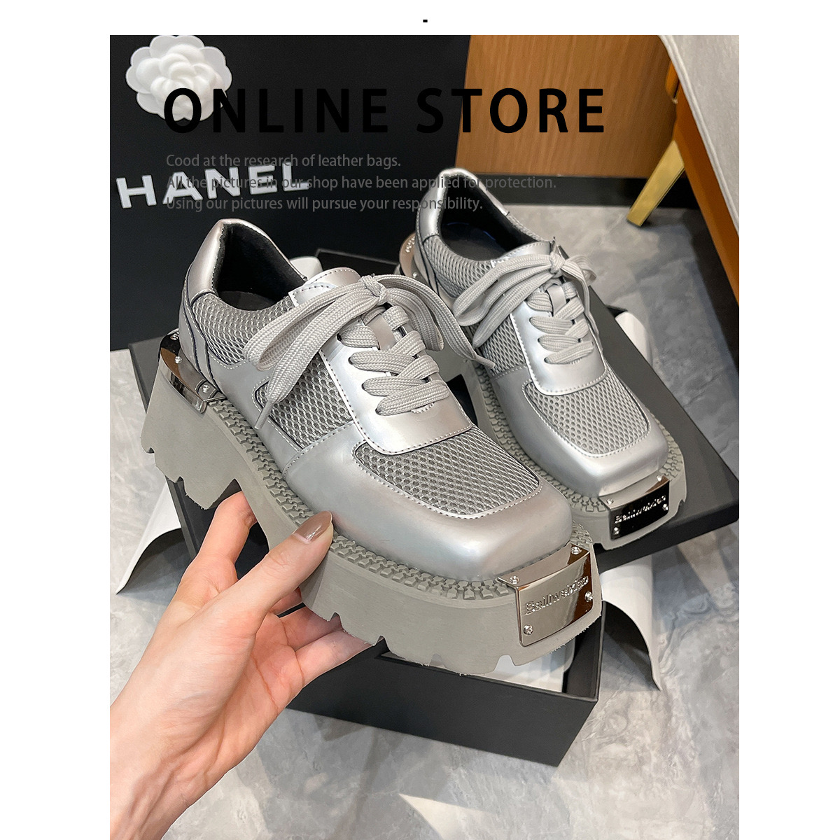 Motorcycle fb339 Men Punk New Boots Style Platform Women Metal Sneakers Female Goth Shoes Couple big size 35-40 Thick Bottom Trainers