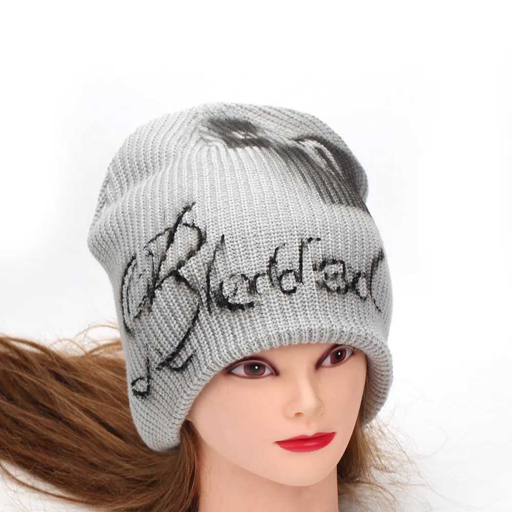 YK2 Men Fashion Letter Print Knitted Cap Beanies Gorros Men Wool Cap Leisure Windproof Cold- Hat Skl Gorros Street Soft Cap X250212