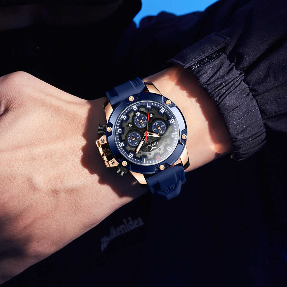 2024 New Mens Watch ONOLA/Orona Luminous Timer Running Seconds Waterproof Silicone Tape Quartz Watch W250212