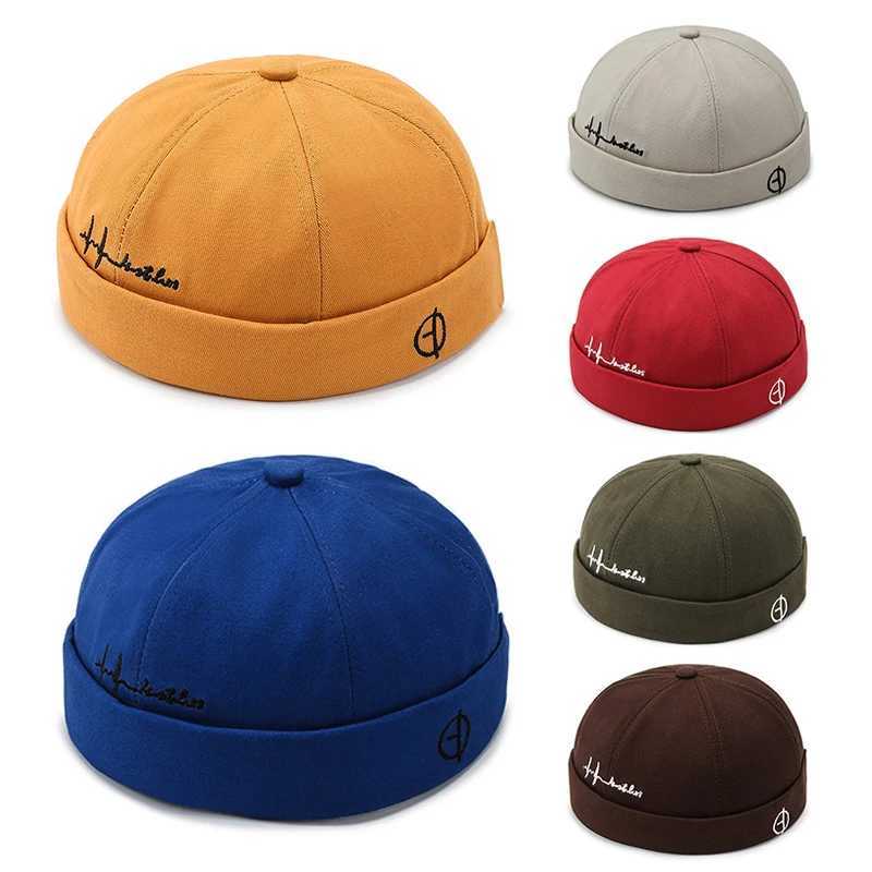 Fashion Men Docker Cap Brimless Sklies Cap Beanie Hat Soft Top Hats Hip Hop Hats Adjustable Vintage Solid Color Street Caps X250212