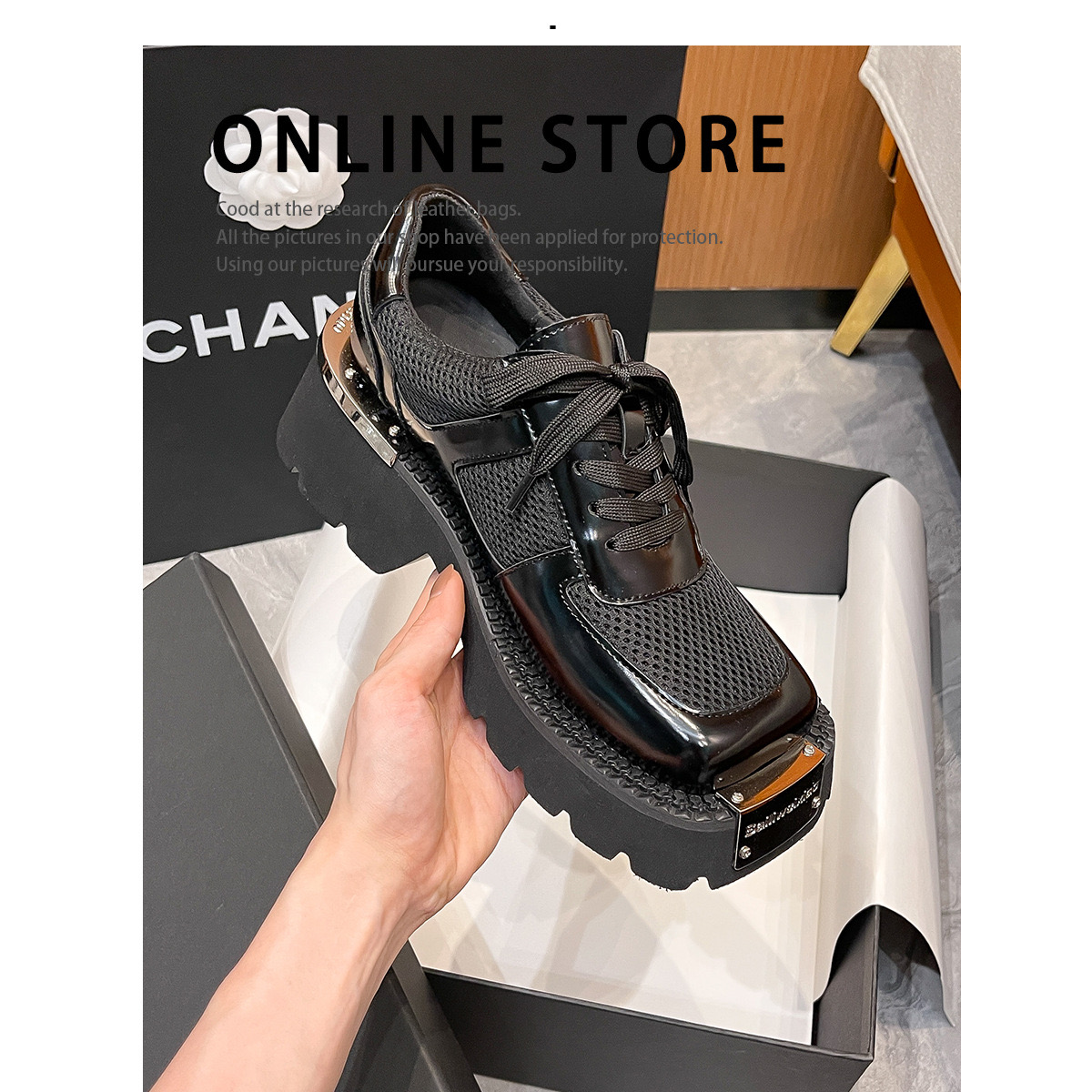Motorcycle fb339 Men Punk New Boots Style Platform Women Metal Sneakers Female Goth Shoes Couple big size 35-40 Thick Bottom Trainers
