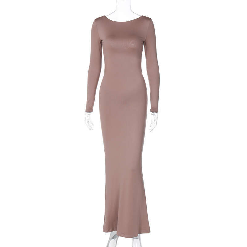 Women's autumn products fashionable and sexy backless lace up long sleeved dress wholesale 2025 temperament versatile new trend clothing ins