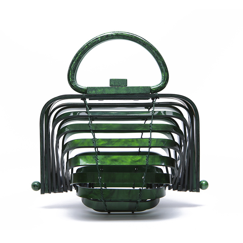 Acrylic Basket Vacation Beach Bag - Foldable Hollow Handbag with Shell Design