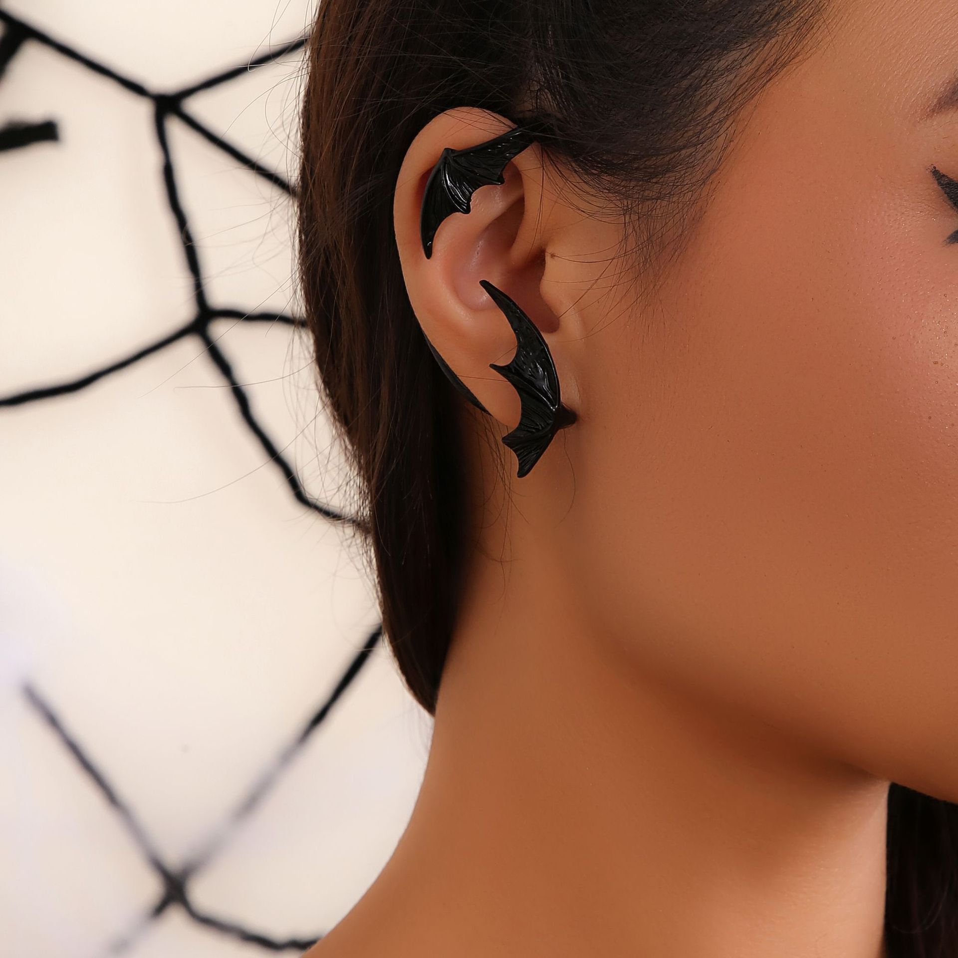 designer Woman Jewelry punk style hole free bat wings clip Halloween hanging devil ear bone nail