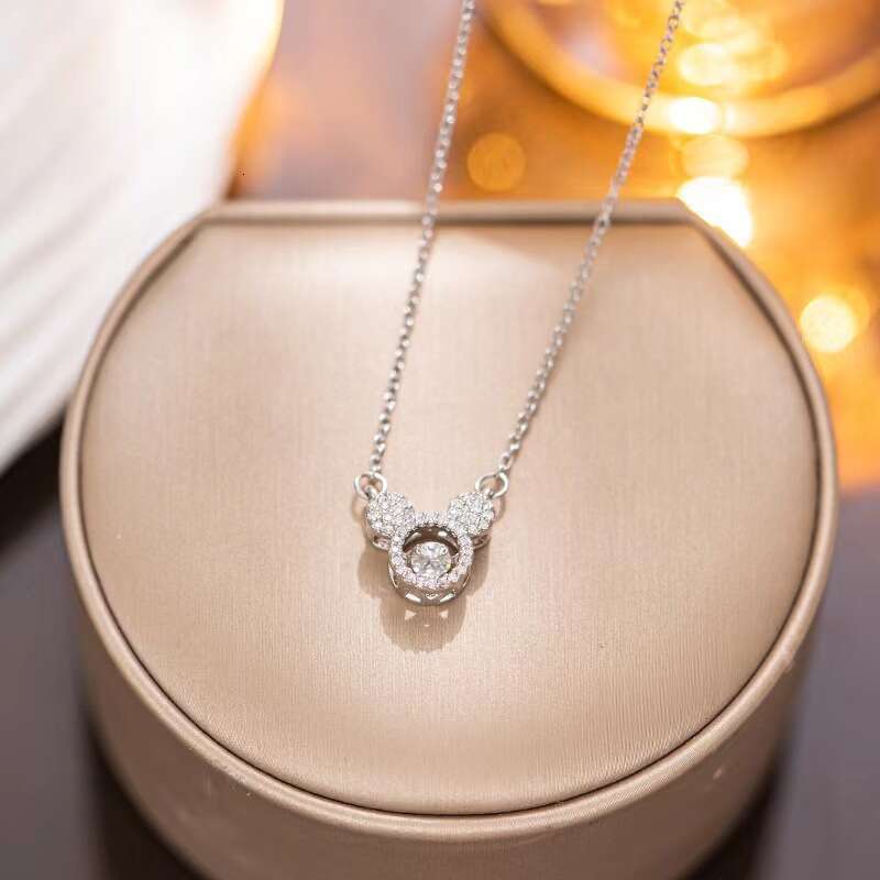 Designer Necklace For Women Moissanite pendant Chain Fashionable Dynamic Mickey necklace simple and trendy collarbone chain temperament light luxury n