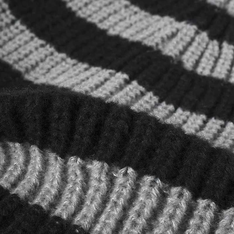 Winter Stripe Beanies Wen Korea Style Vintage Causal Warm Soft Skles black and white Fashionable Autumn Hats for Fem X250212