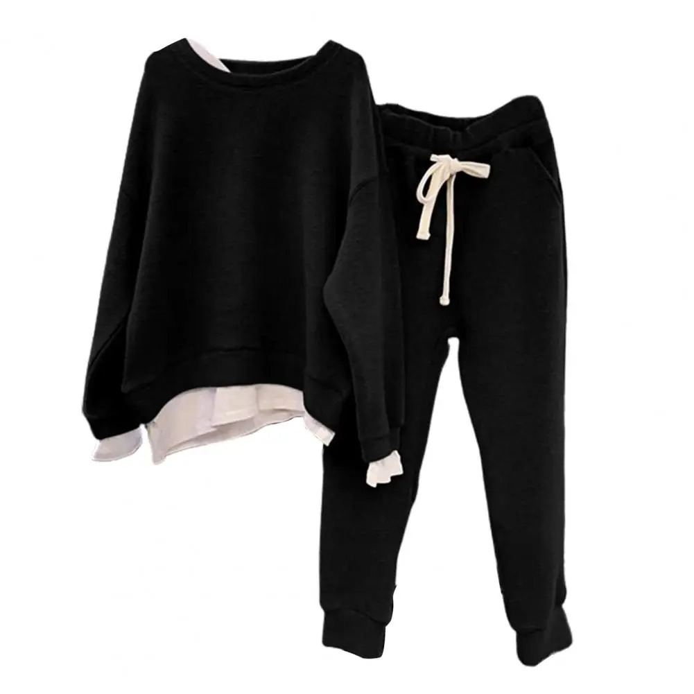 Trendy Women Autumn Tracksuit Twopiece Pockets Sweatshirt Sweatpants Set Sportwear 250211