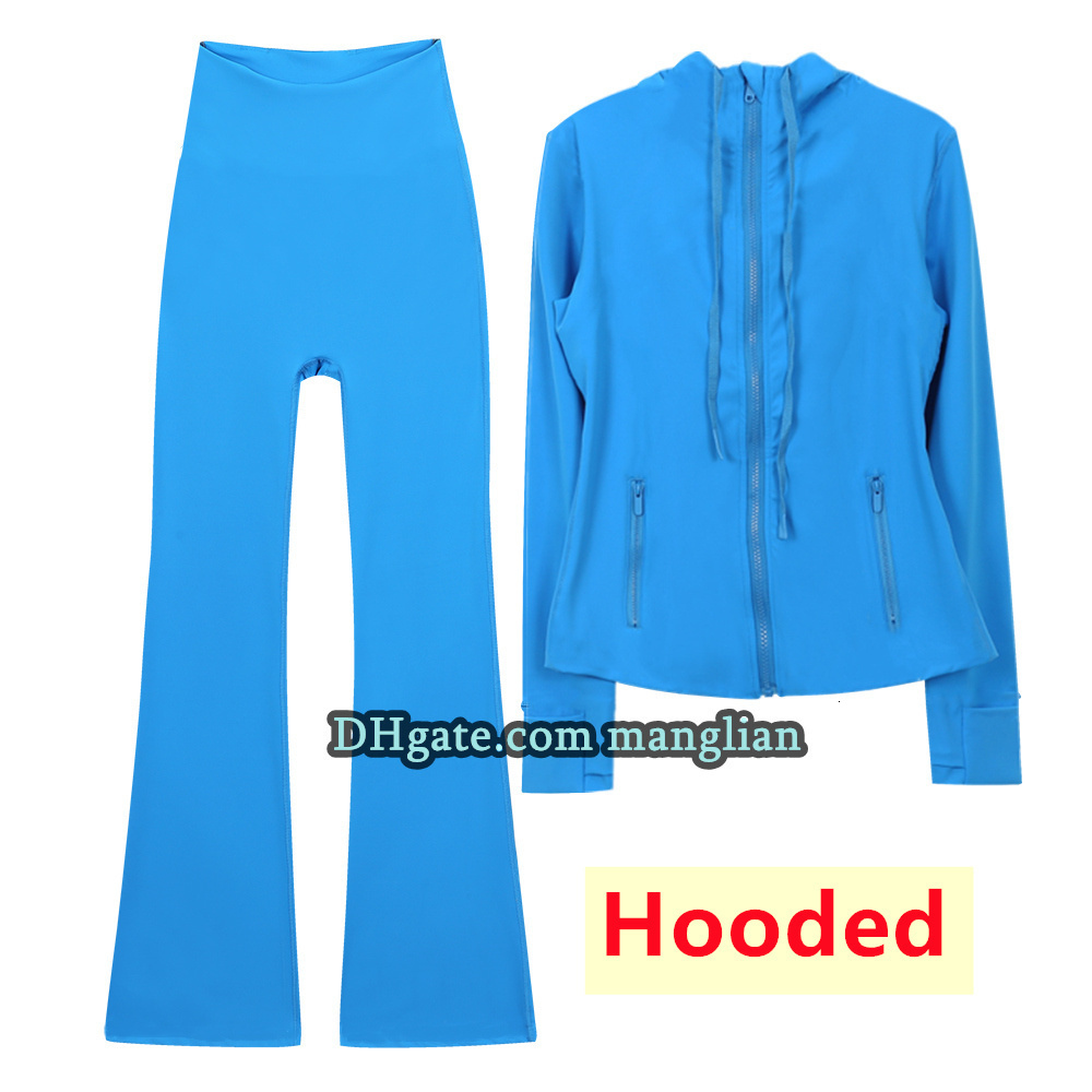 Women Yoga Set 2 Pieces suit Jacket + Flared Pants Designer Jacket Set Zippered Sports Jacket and Slim Fit Leggings for Yoga Pilates Running and