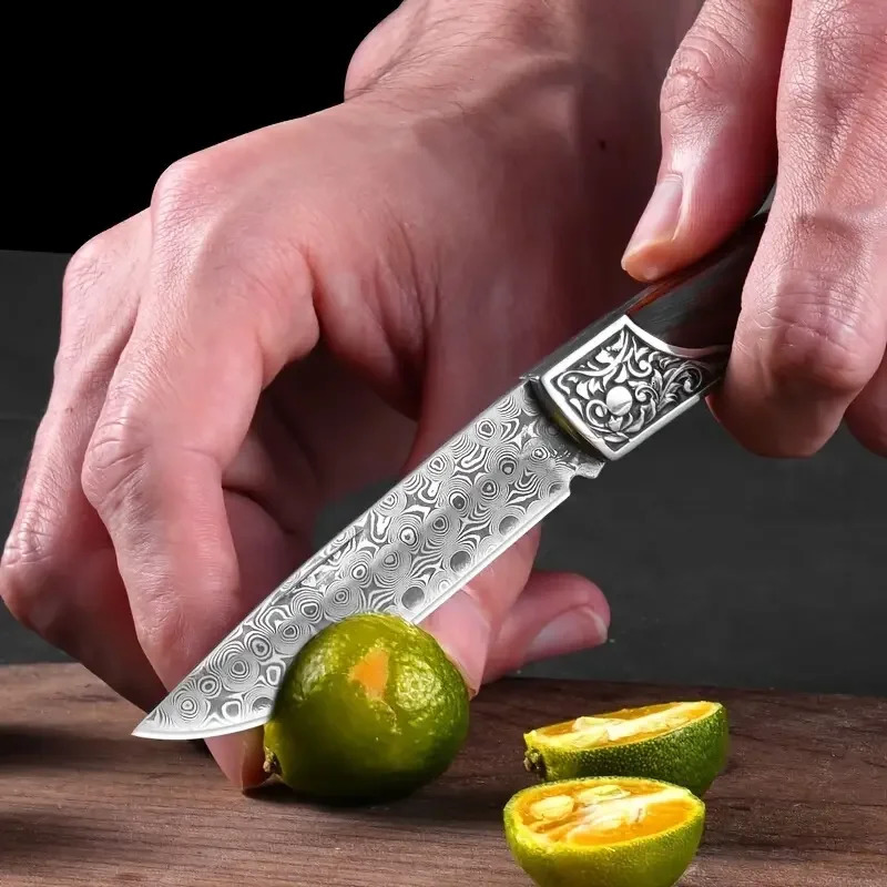 1pc Portable outdoor camping folding knife high-grade multi-functional Damascus steel knife very suitable for peeling fruit 250211