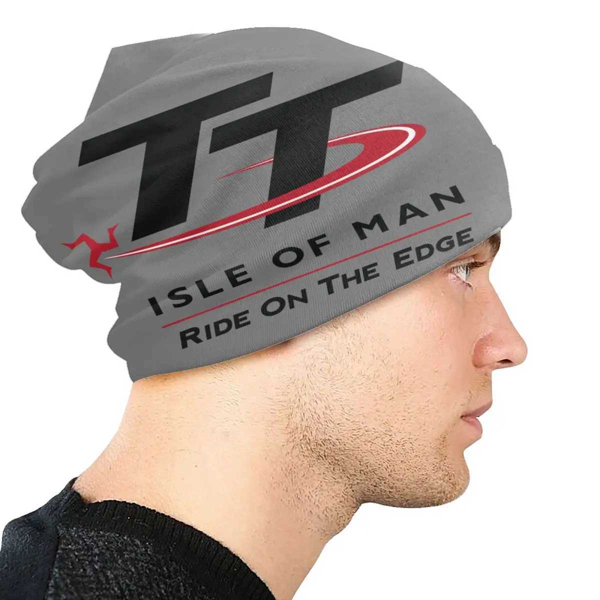 Cust Isle Of Man TT Sklies Beanies Caps Cool Winter Warm Men Knitting Hat Unisex Adt Motorcycle Bonnet Hats X250212