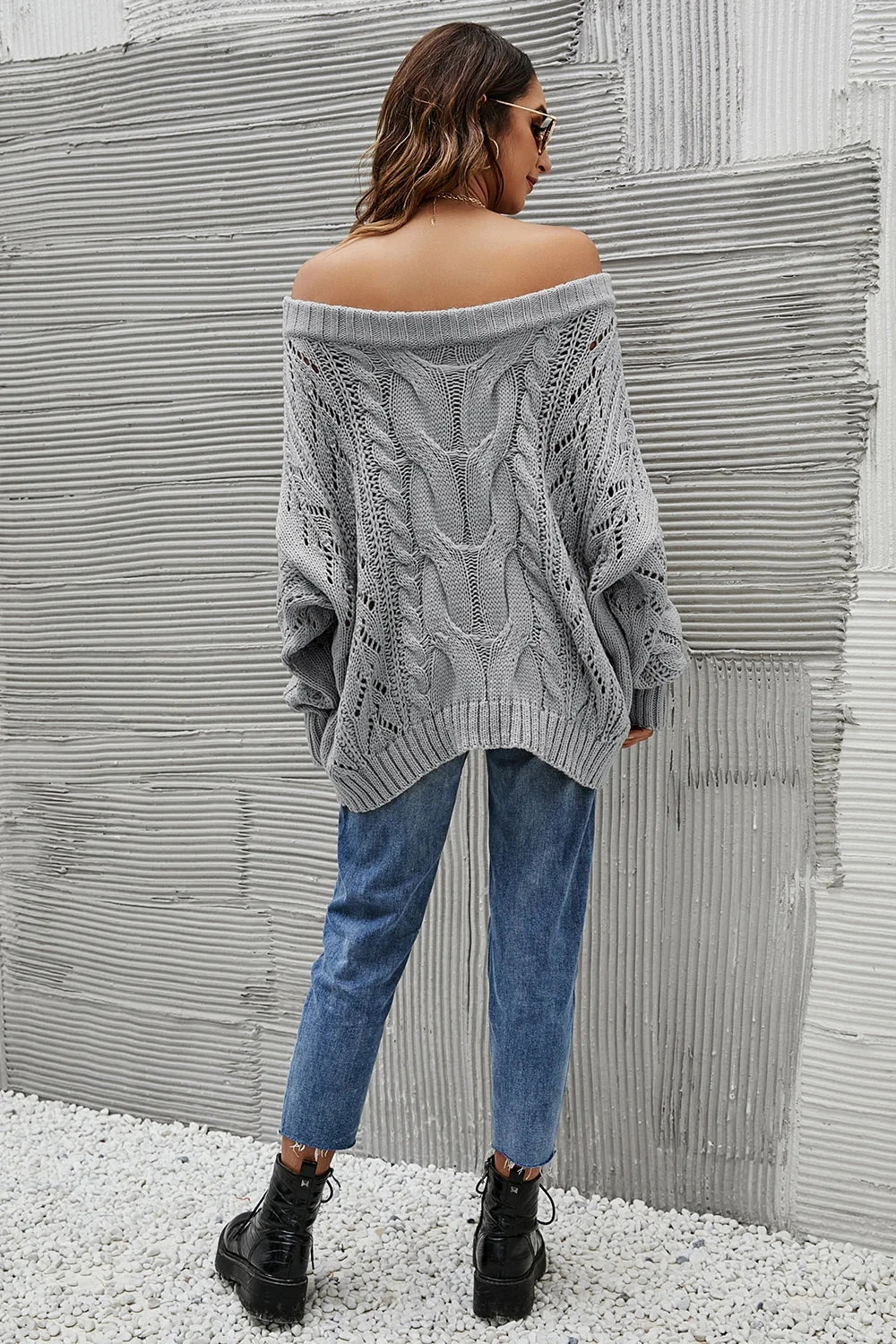 Plus Size Womens Off Shoulder Batwing Sleeve Oversized Pullover Sweater Knitted Jumper Loose Womens Pullover with 250211