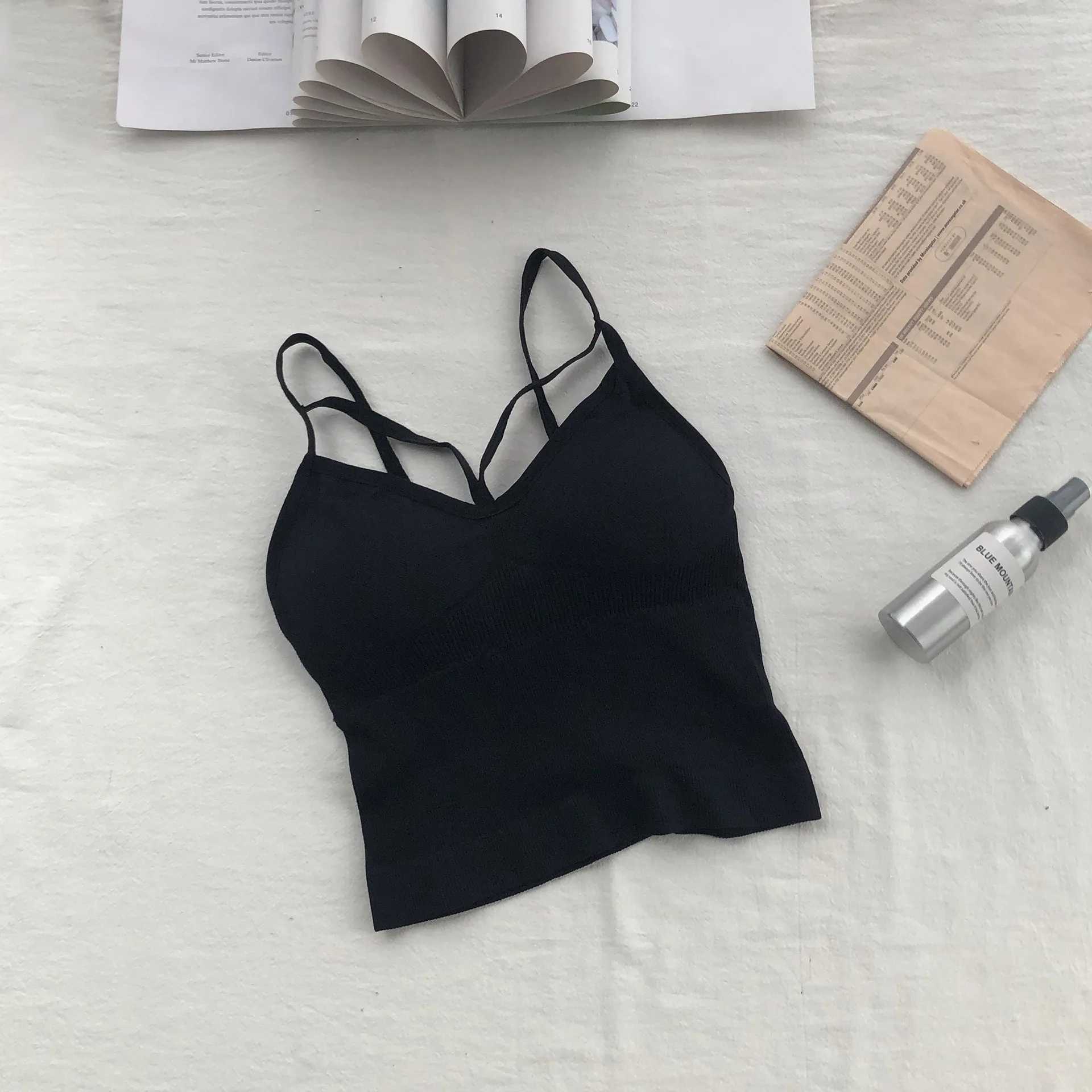 Women Cotton Underwear Push Up Bra Sexy Top Women Suspender Tank Up Fashion Solid Color Lingerie Fe Soft Top BrassreieXJ250212