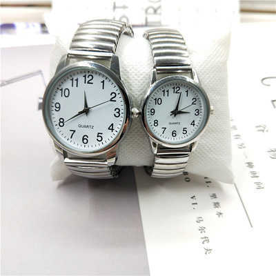Middle aged and old peoples watch old peoples watch mens watch womens large number spring steel band quartz watch W250212