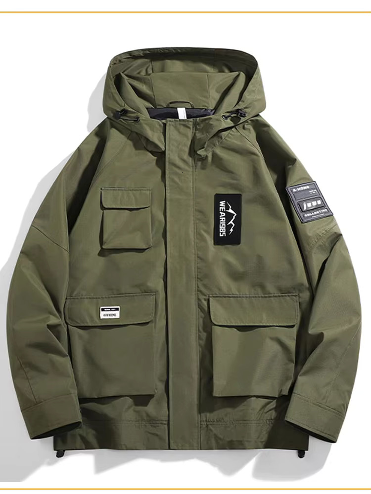 Men's Outdoor Windproof Cargo Multi-Pocket Casual Hoodie Sports Camping Jogging Military Tactical Plus Size Jacket 8Xl