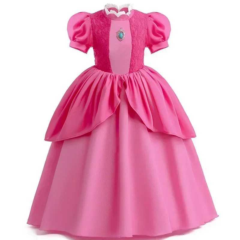 Peach Princess Cosplay Game Dress for Girls 2024 Children Halloween Christmas Carnival Stage Performace Birthday Par CostumeXJ250117