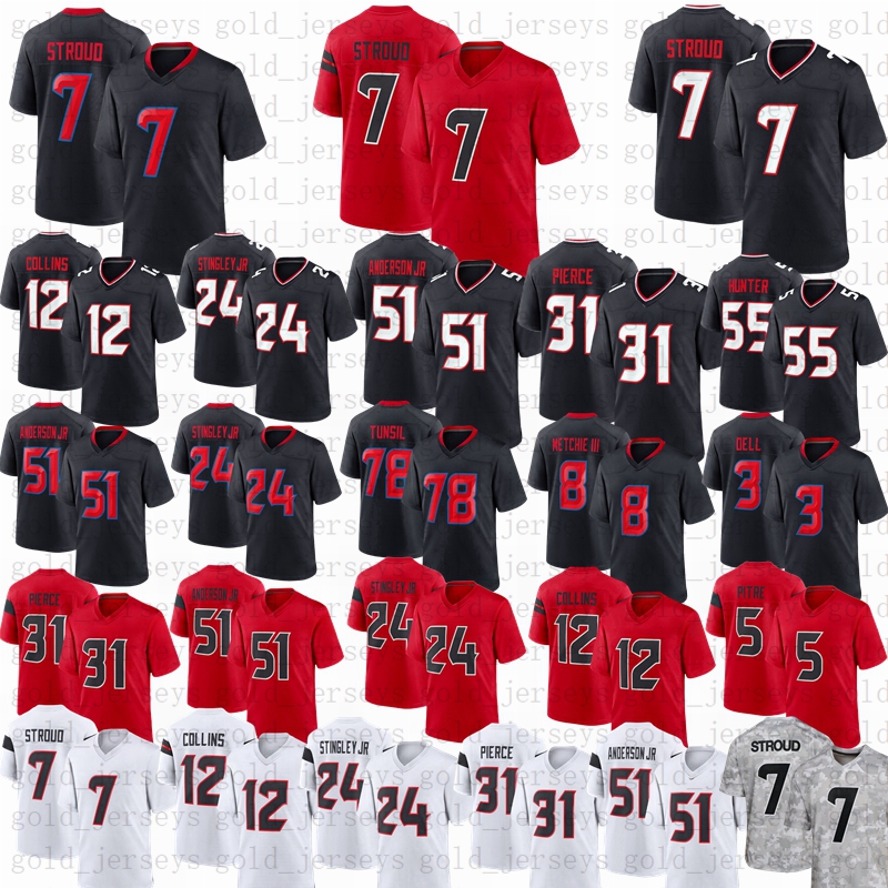 Custom Any name Any number 28 Joe Mixon 7 CJ Stroud 51 Will Anderson Jr Football Jersey Dameon Pierce Jalen Pitre John Metchie Tunsil Devin Stingley Jr Davis Mills