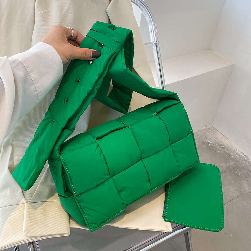 New Korean Sponge Woven Pillow Cross Shoulder Women's Bag Down Versatile Handbag