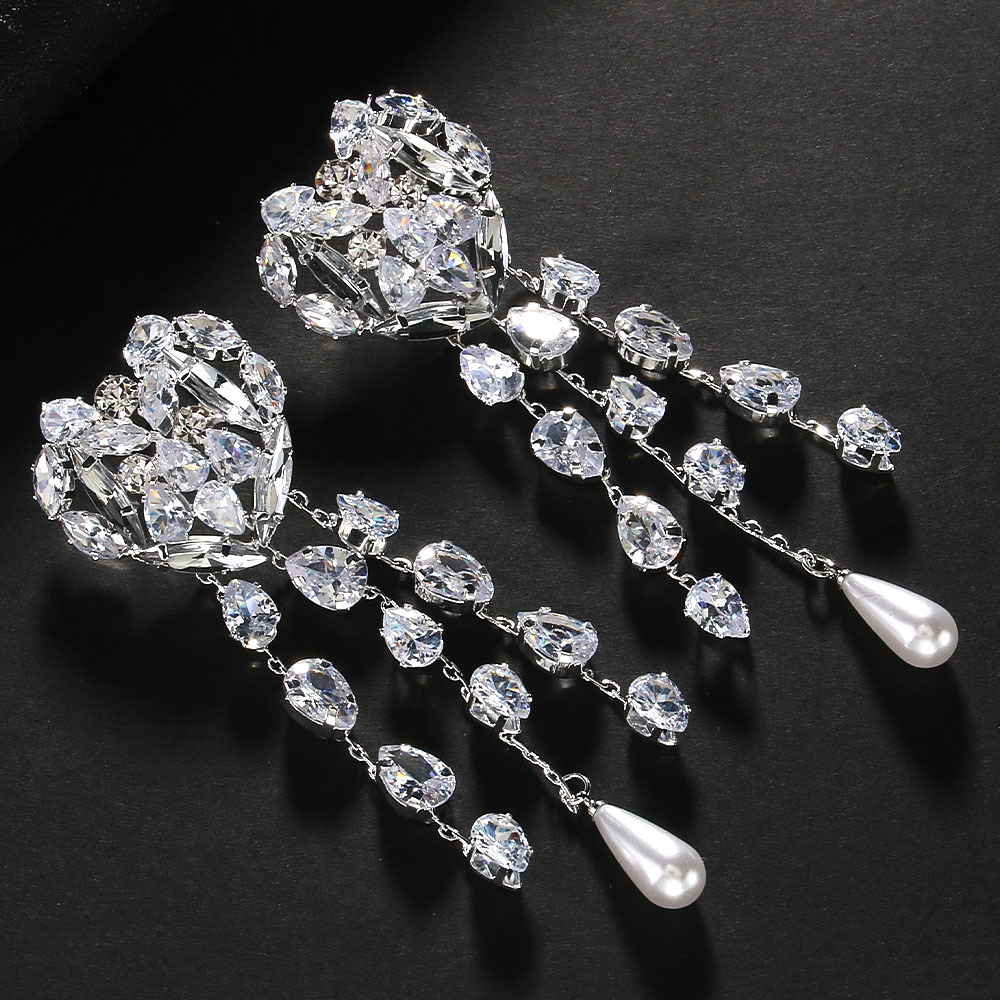 Love ear clip pendant 2PCS/LOT women's tassel rhinestone earrings exaggerated accessories women's earrings