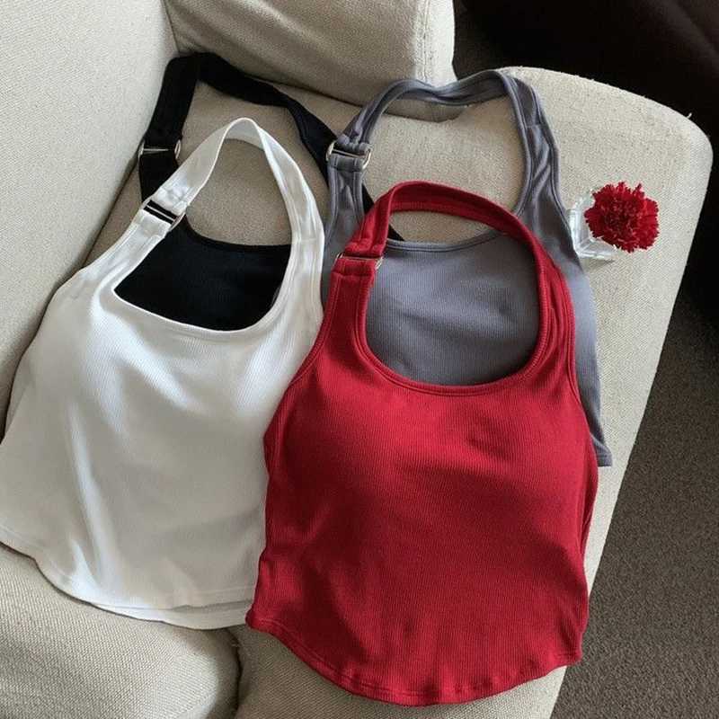 Comfortable and close fitting Open back Slim fitting top Suspender Short Sveless With chest pads Clothing feXJ250212