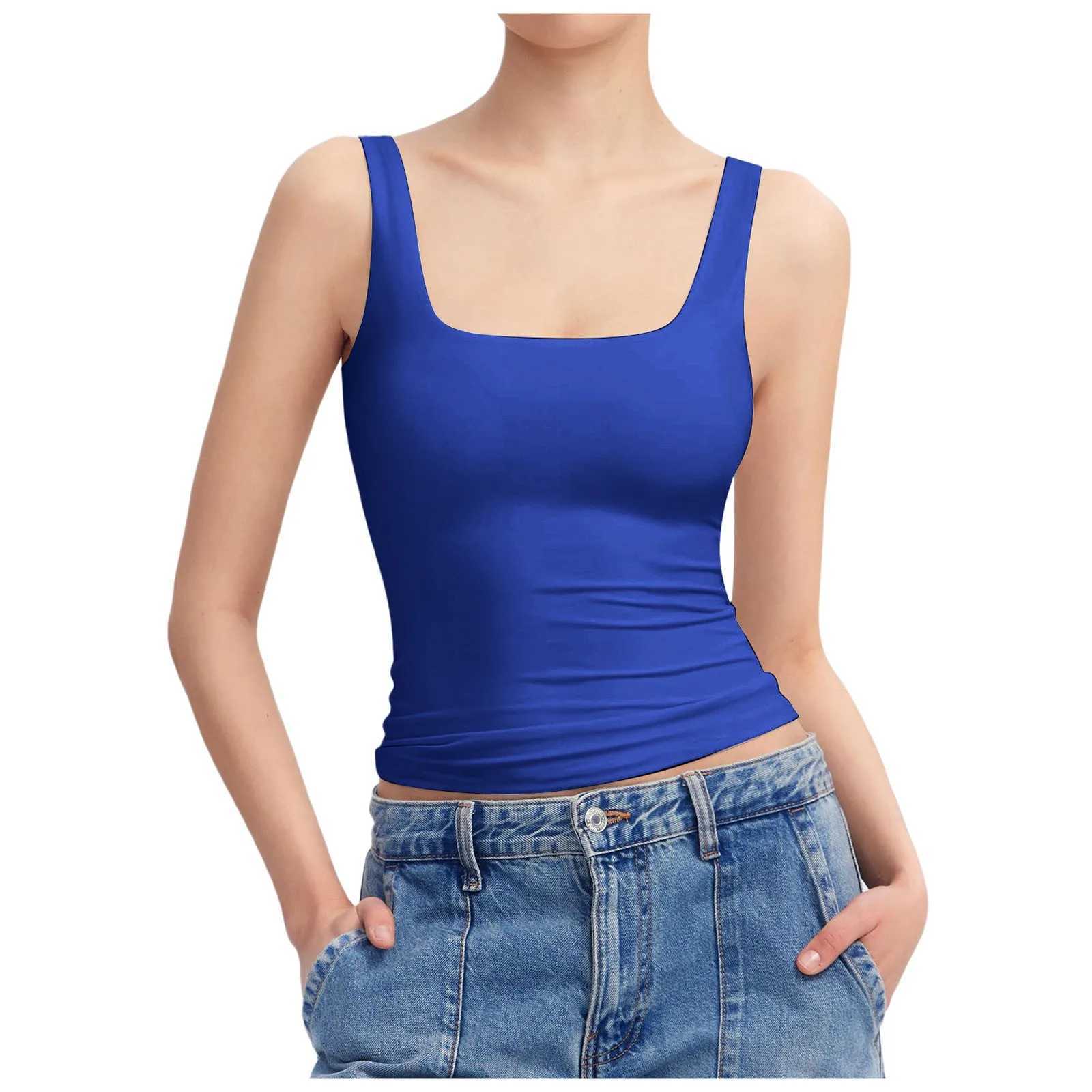 Casual Crop Tank Top WomenS Scoop Neck Sveless Knit Ribbed Fitted Sexy Slim Vest Tops Sveless T Shirt For Ladies SummerXJ250212