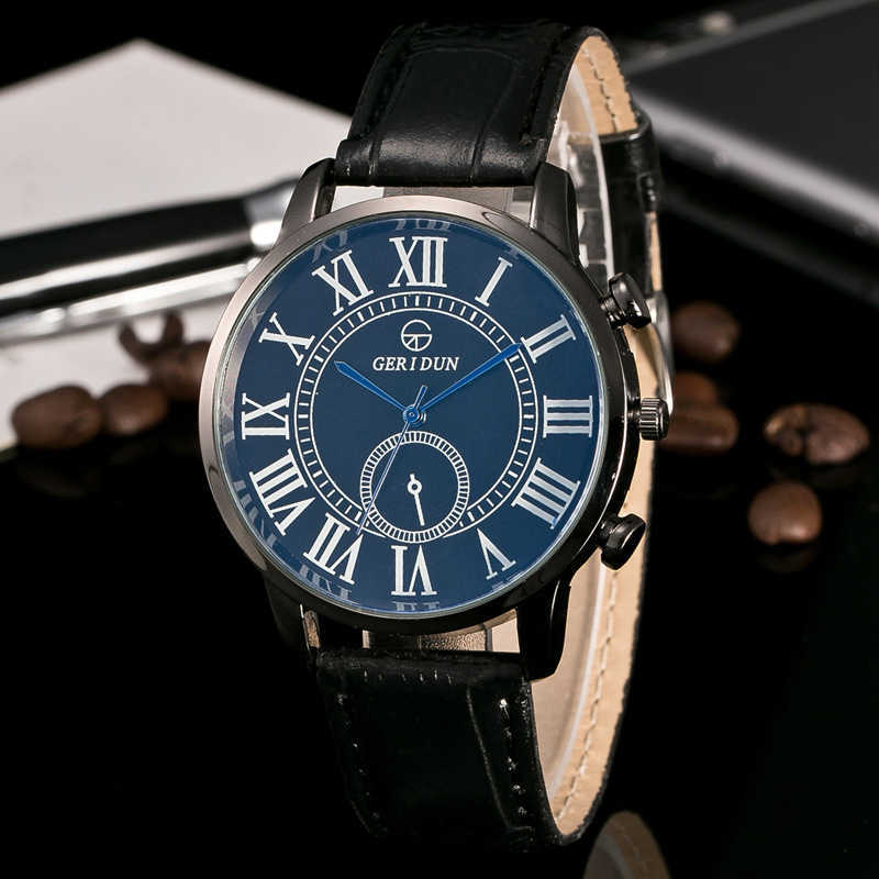 Mens Roman scale belt quartz watch casual fashion man personality simple W250212