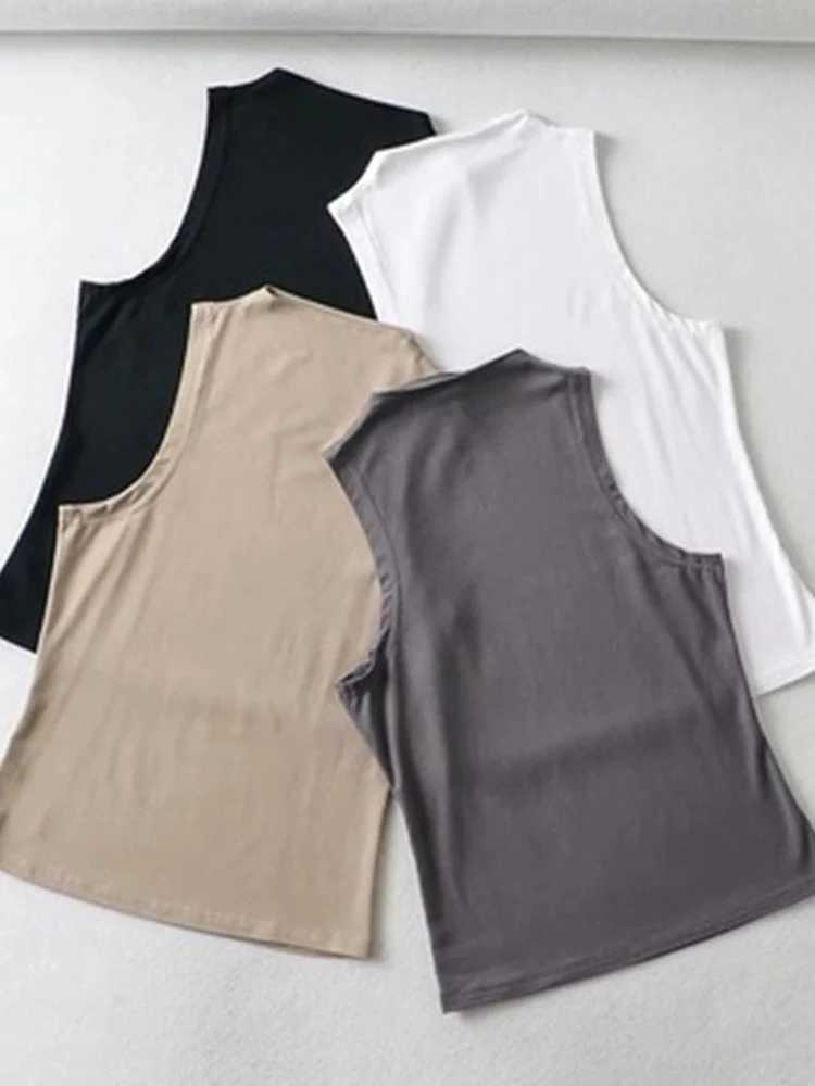 2024 Summer NEW Arrival Women Solid Color Causal Sexy Croped-Top Sveless Tank StreetwearXJ250212