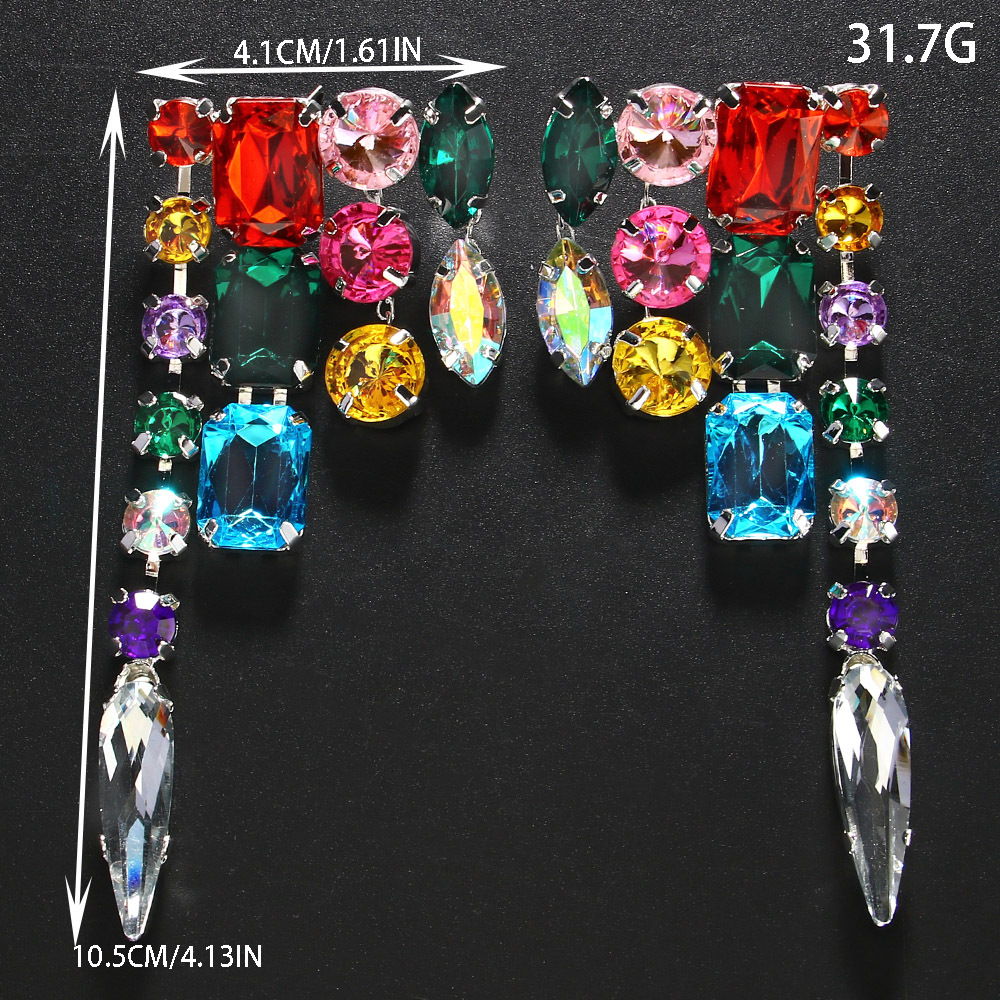 Love ear clip pendant 2PCS/LOT Colorful women's tassel rhinestone earrings exaggerated accessories women's earrings