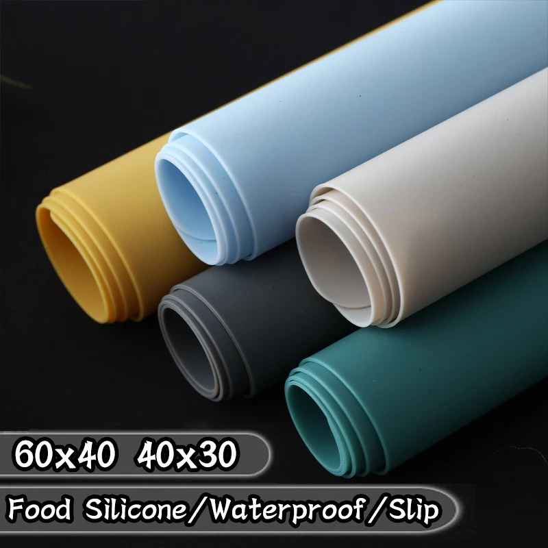 60/40cm Oversized Food Grade Silicone Waterproof Placemat Heat Insulation Anti-Sding Washable Table Mat For Kitchen Dinner 250206